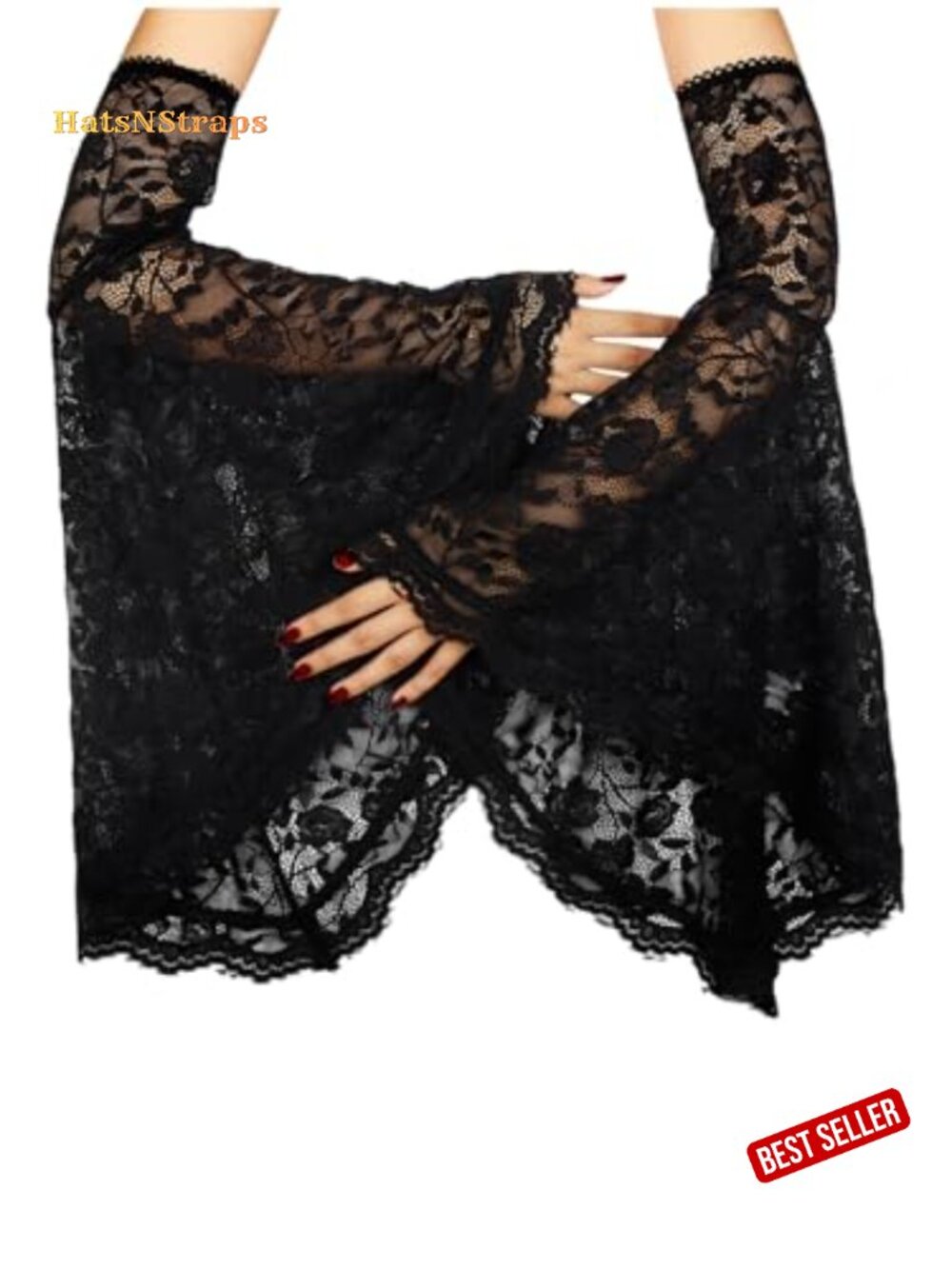 Victorian Lace Arm Sleeves Detachable Gothic Witch Gloves Cosplay
